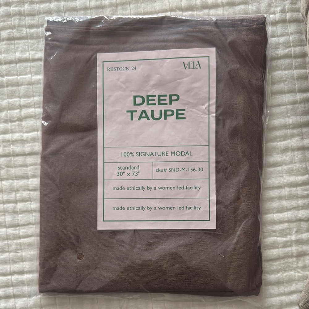 NWT Vela Deep Taupe Modal Fabric 30”x73”
